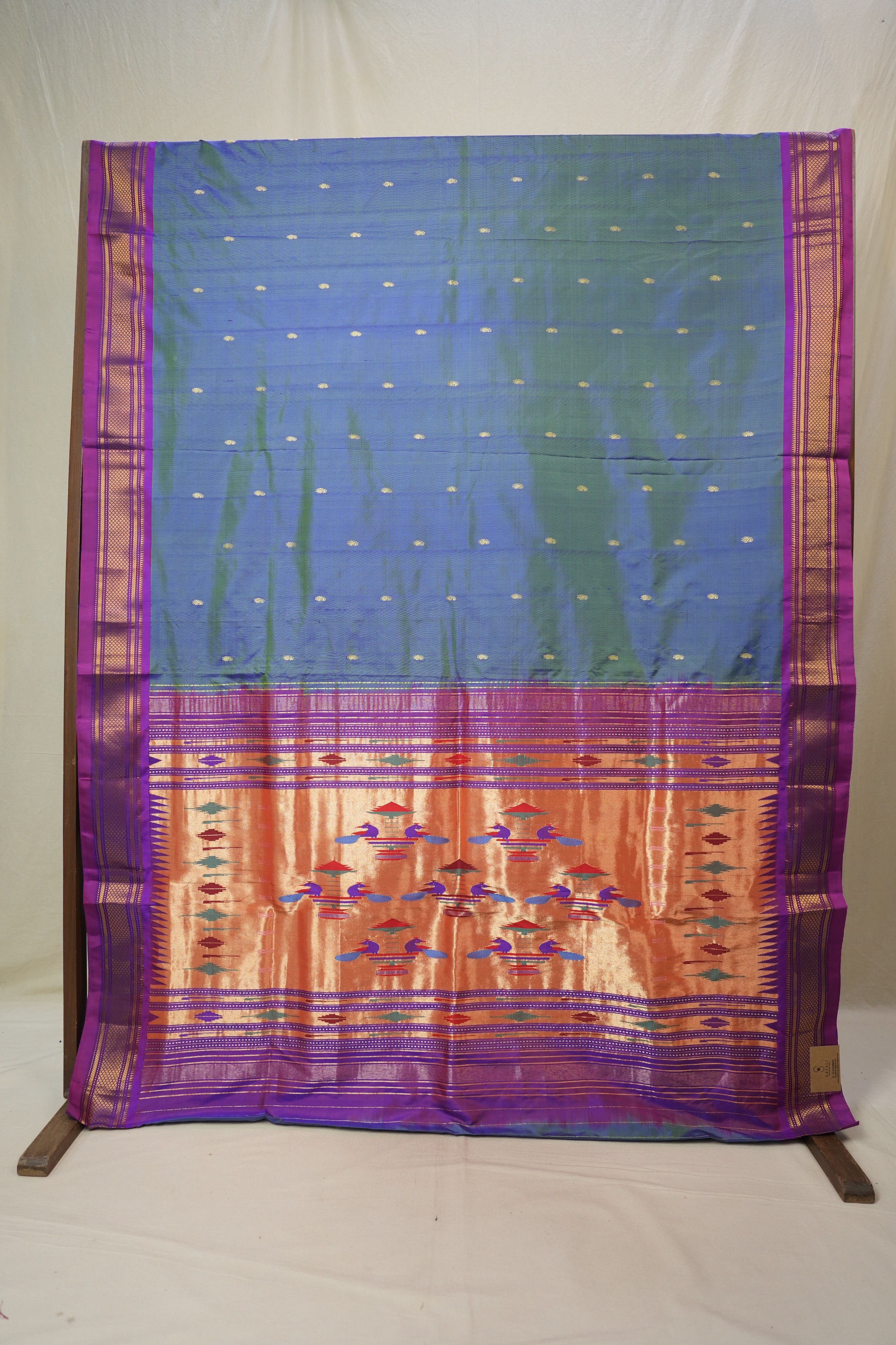 Two Tone Blue Silk Paithani Saree - SRTTBSPS779