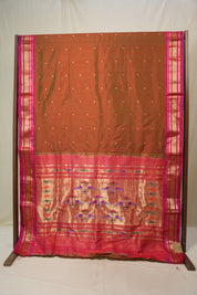 Two Tone Maroon Silk Paithani Saree - SRTTMSPS783