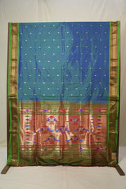 Peacock Blue Silk Paithani Saree - SRPBSPS786