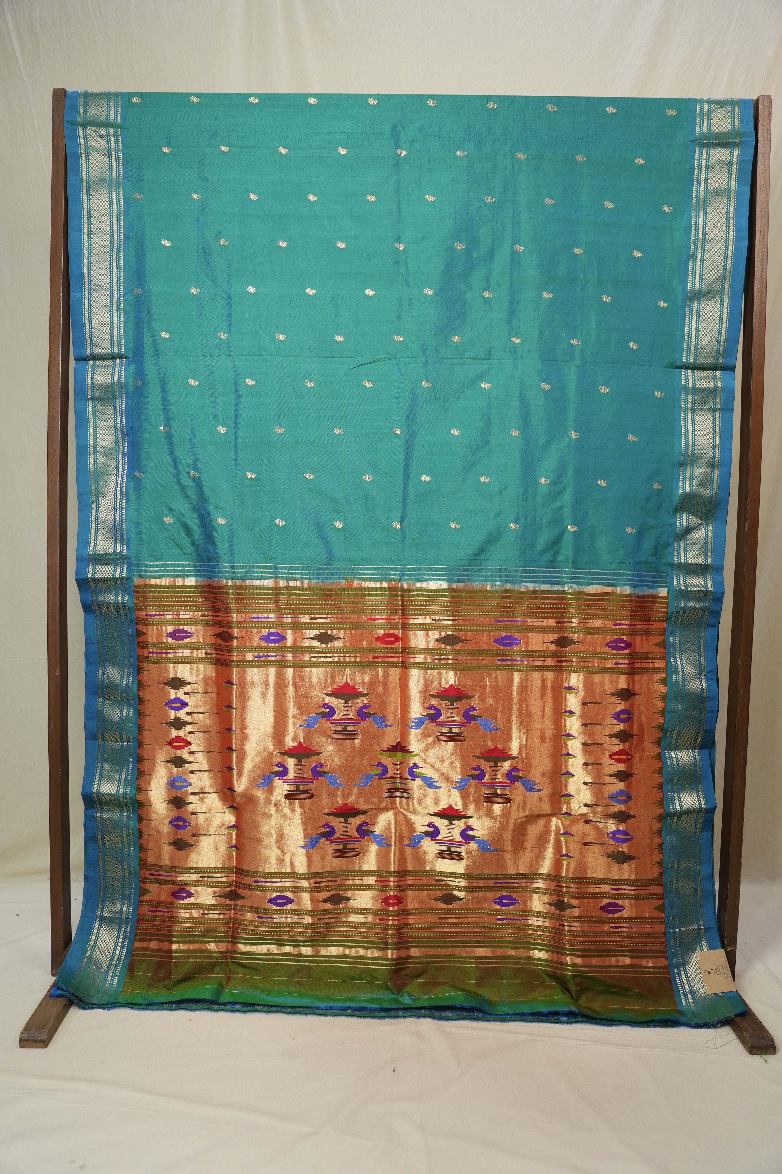 Peacock Blue Silk Paithani Saree - SRPBSPS787