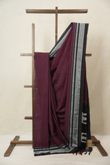 Maroon Cotton Ilkal Saree With Chikki Border - SRMCIS860