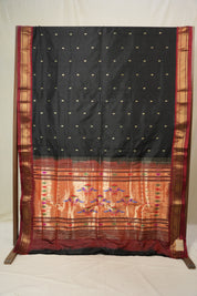 Black Silk Paithani Saree - SRBSPS777