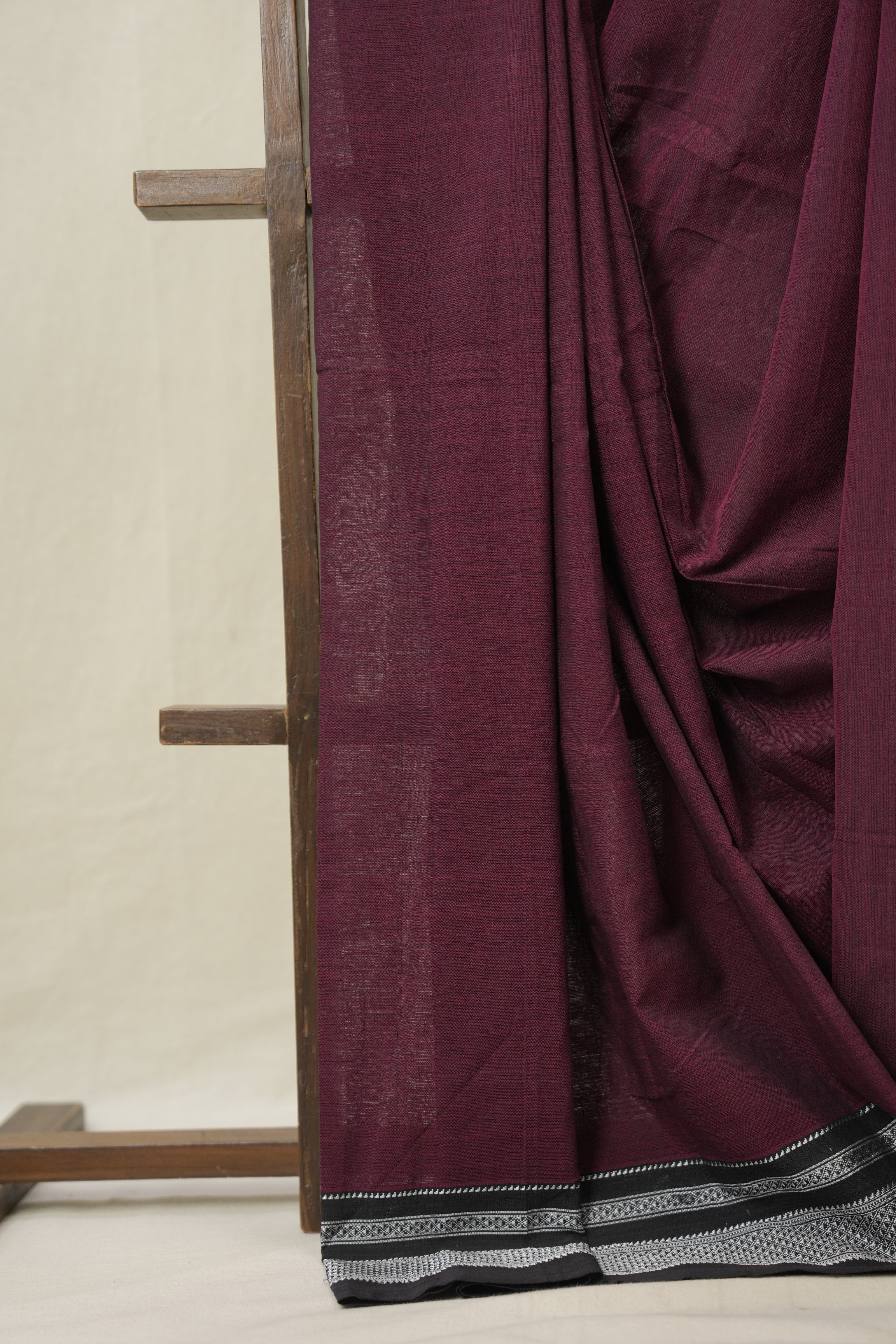 Maroon Cotton Ilkal Saree With Chikki Border - SRMCIS860