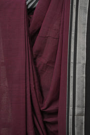 Maroon Cotton Ilkal Saree With Chikki Border - SRMCIS860