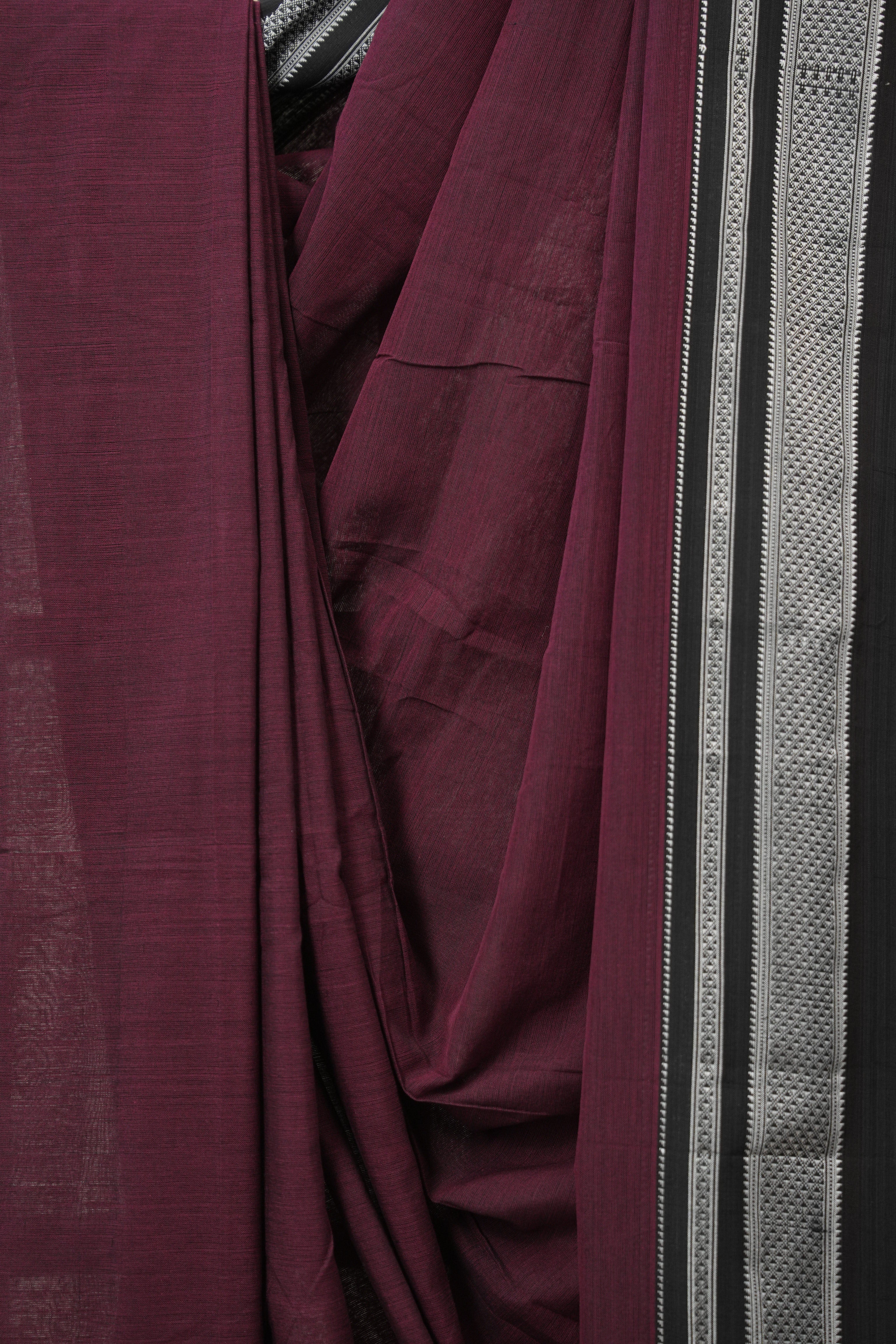 Maroon Cotton Ilkal Saree With Chikki Border - SRMCIS860