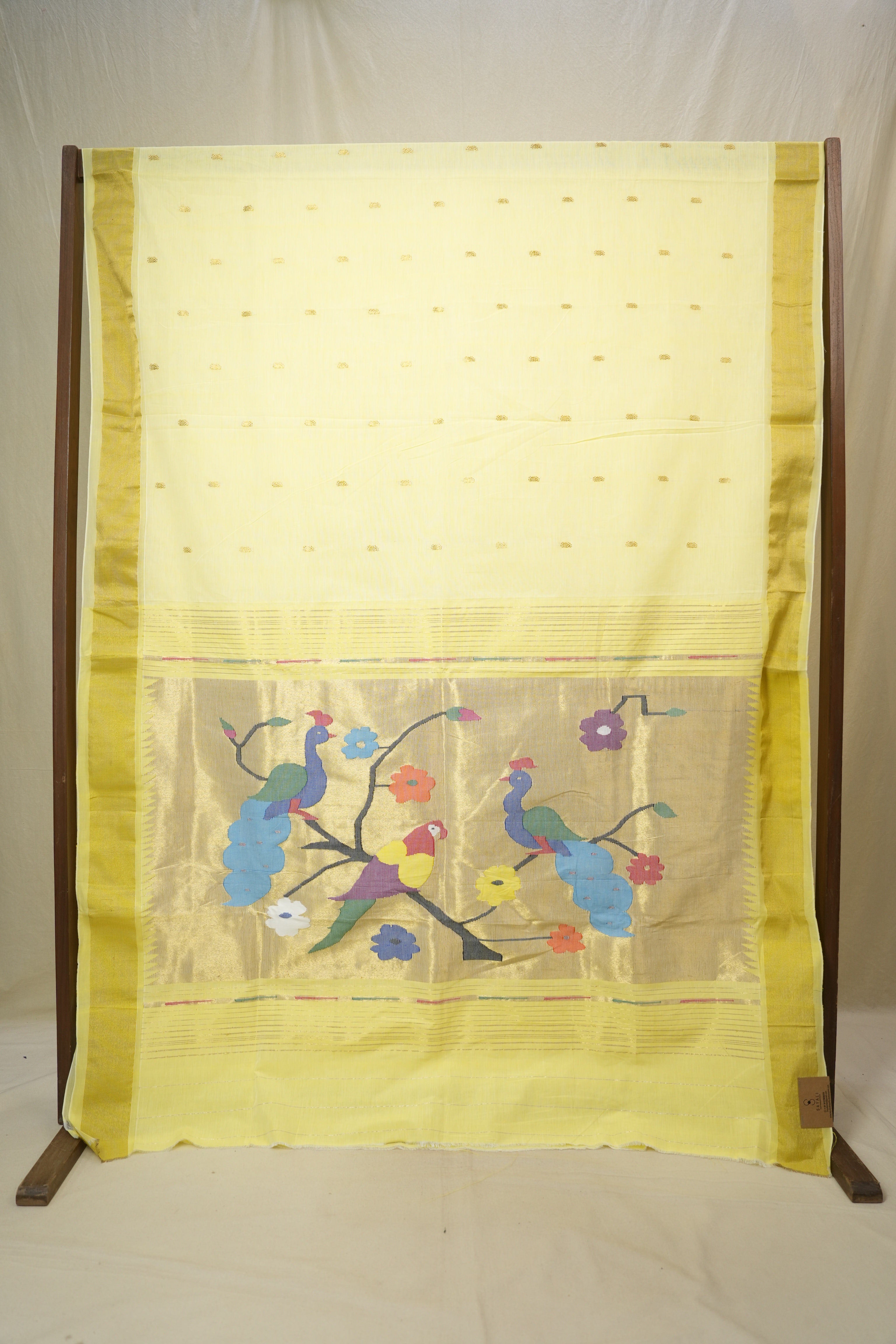 Yellow Cotton Paithani Saree - SRYCPS736