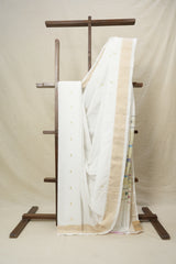 White Cotton Paithani Saree - SRWCPS606