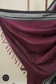 Maroon Cotton Ilkal Saree With Chikki Border - SRMCIS860