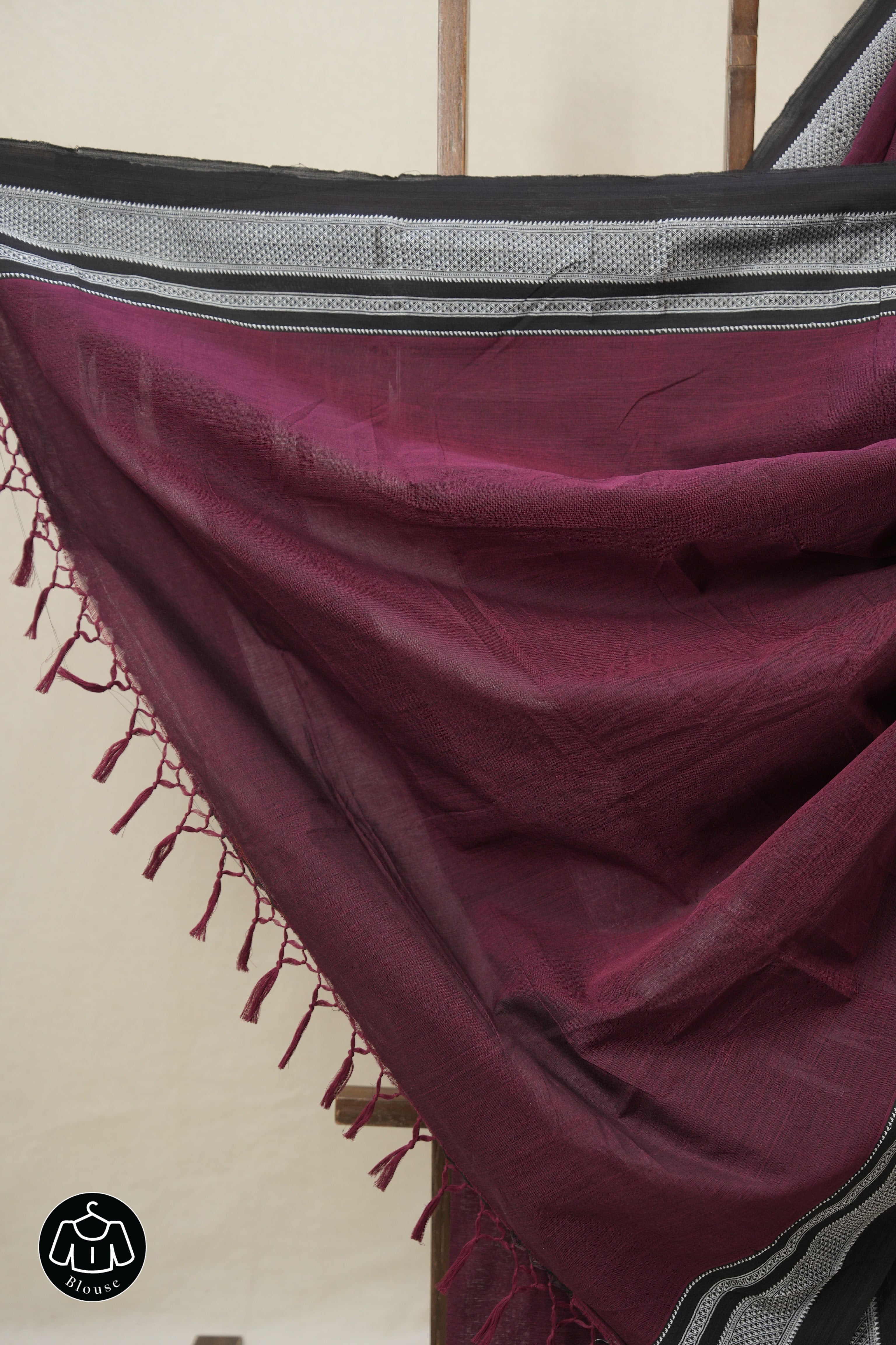 Maroon Cotton Ilkal Saree With Chikki Border - SRMCIS860