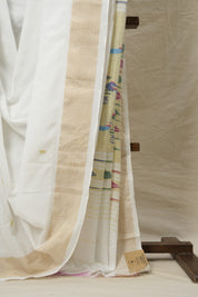 White Cotton Paithani Saree - SRWCPS606