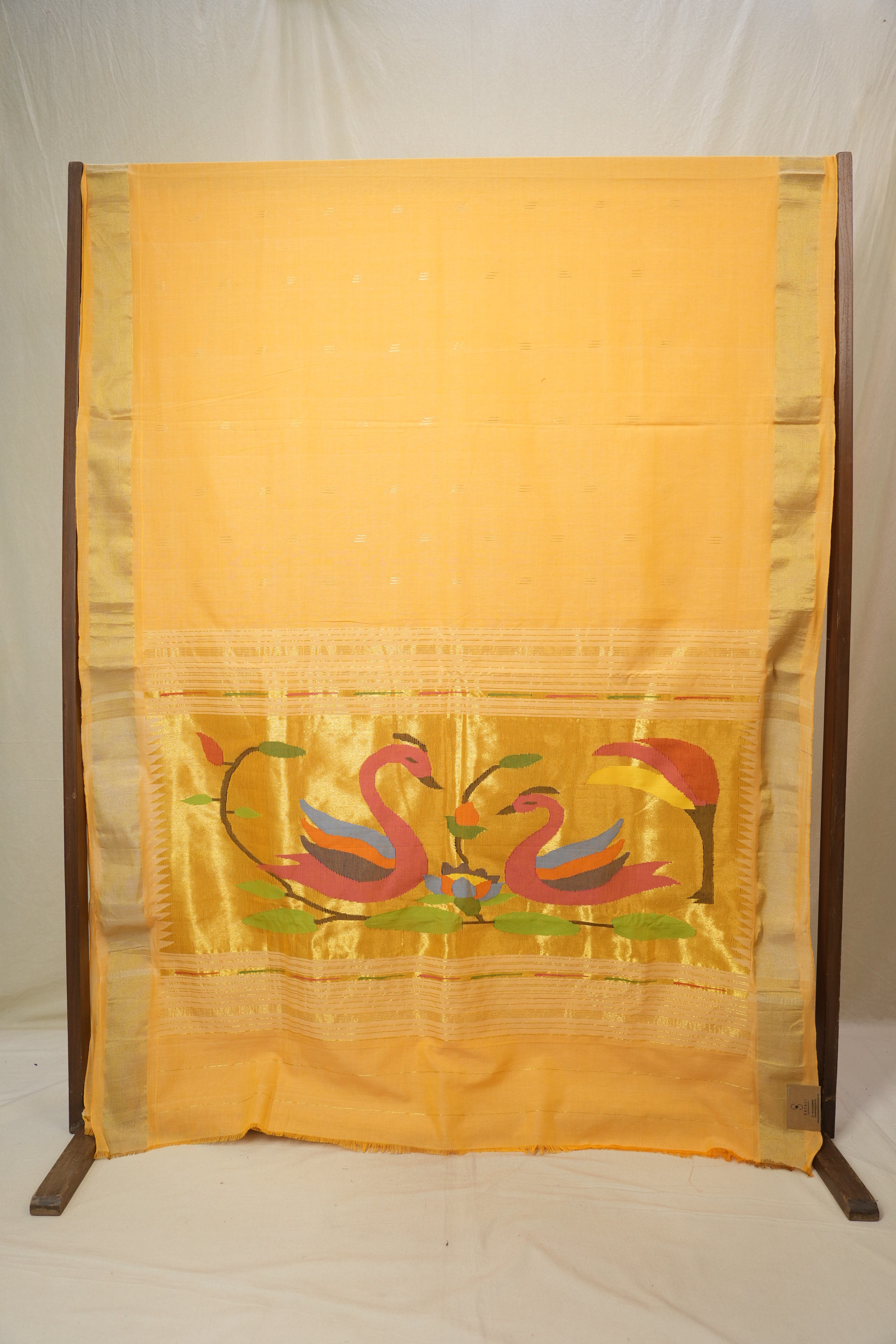Mango Yellow Cotton Paithani Saree - SRMYCPS740
