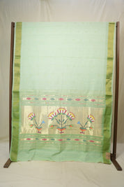 Mint Green Cotton Paithani Saree - SRMGCPS738
