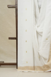 White Cotton Paithani Saree - SRWCPS606