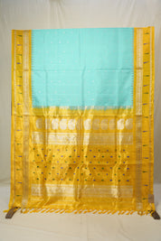 Aqua Blue Gadwal Silk Saree - Saavari - SSABGSS17