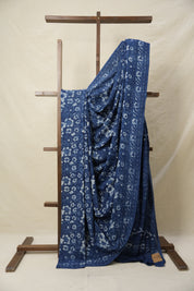 Indigo Blue HBP Cotton Saree - SRIBCS3170