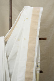 White Cotton Paithani Saree - SRWCPS606