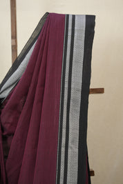 Maroon Cotton Ilkal Saree With Chikki Border - SRMCIS863