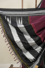 Maroon Cotton Ilkal Saree With Chikki Border - SRMCIS863