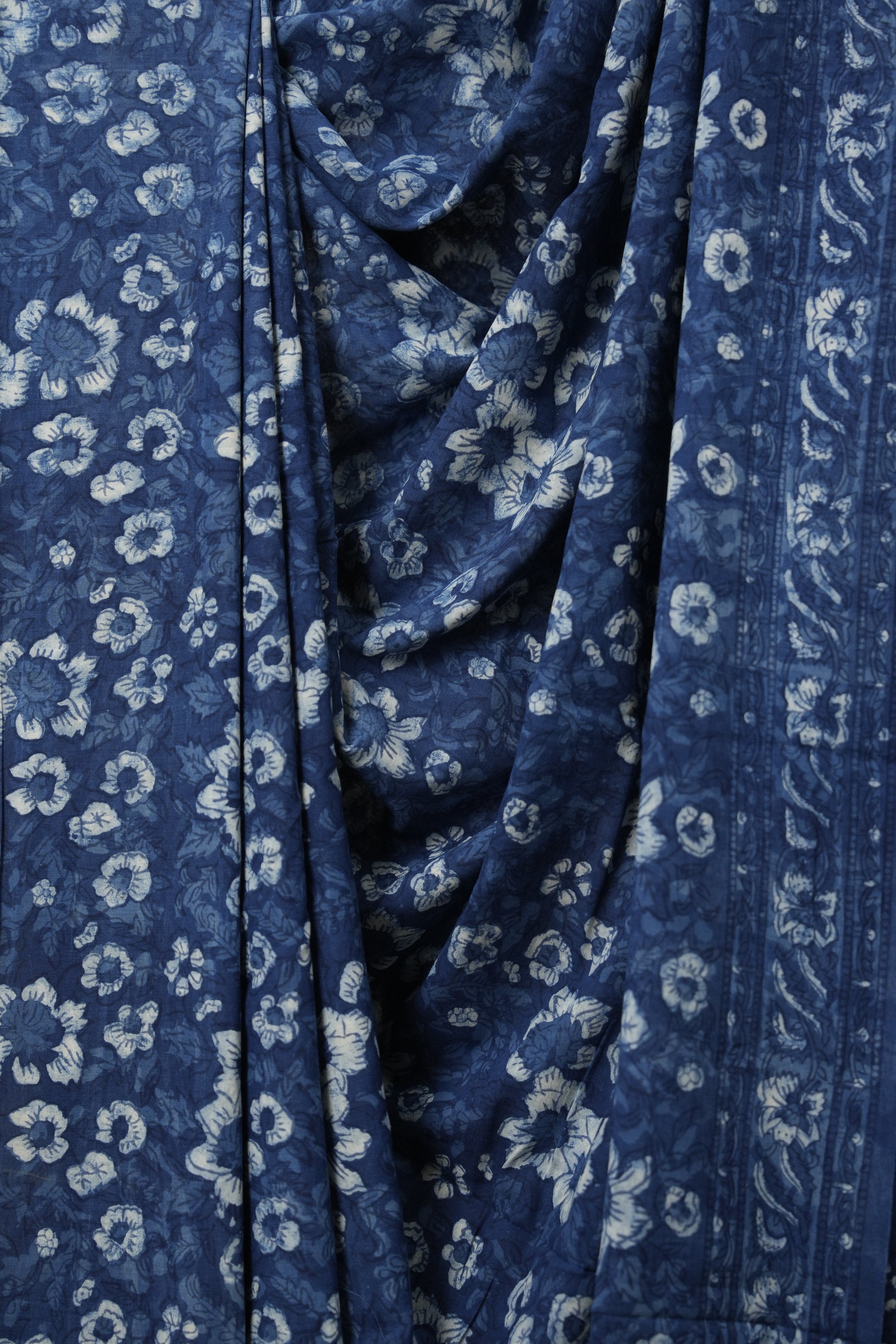 Indigo Blue HBP Cotton Saree - SRIBCS3170