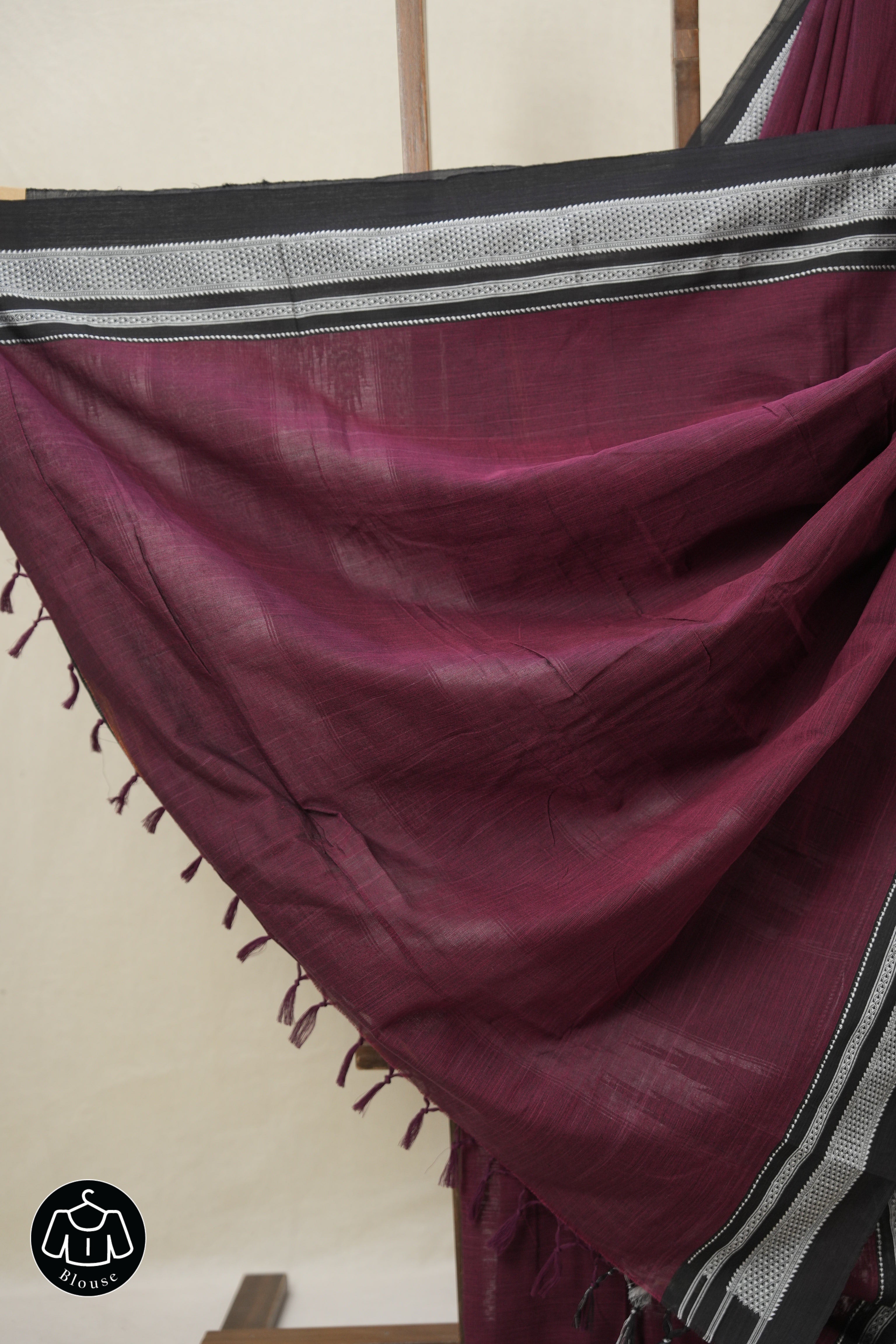 Maroon Cotton Ilkal Saree With Chikki Border - SRMCIS863