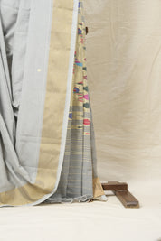 Grey Cotton Paithani Saree - SRGCPS603