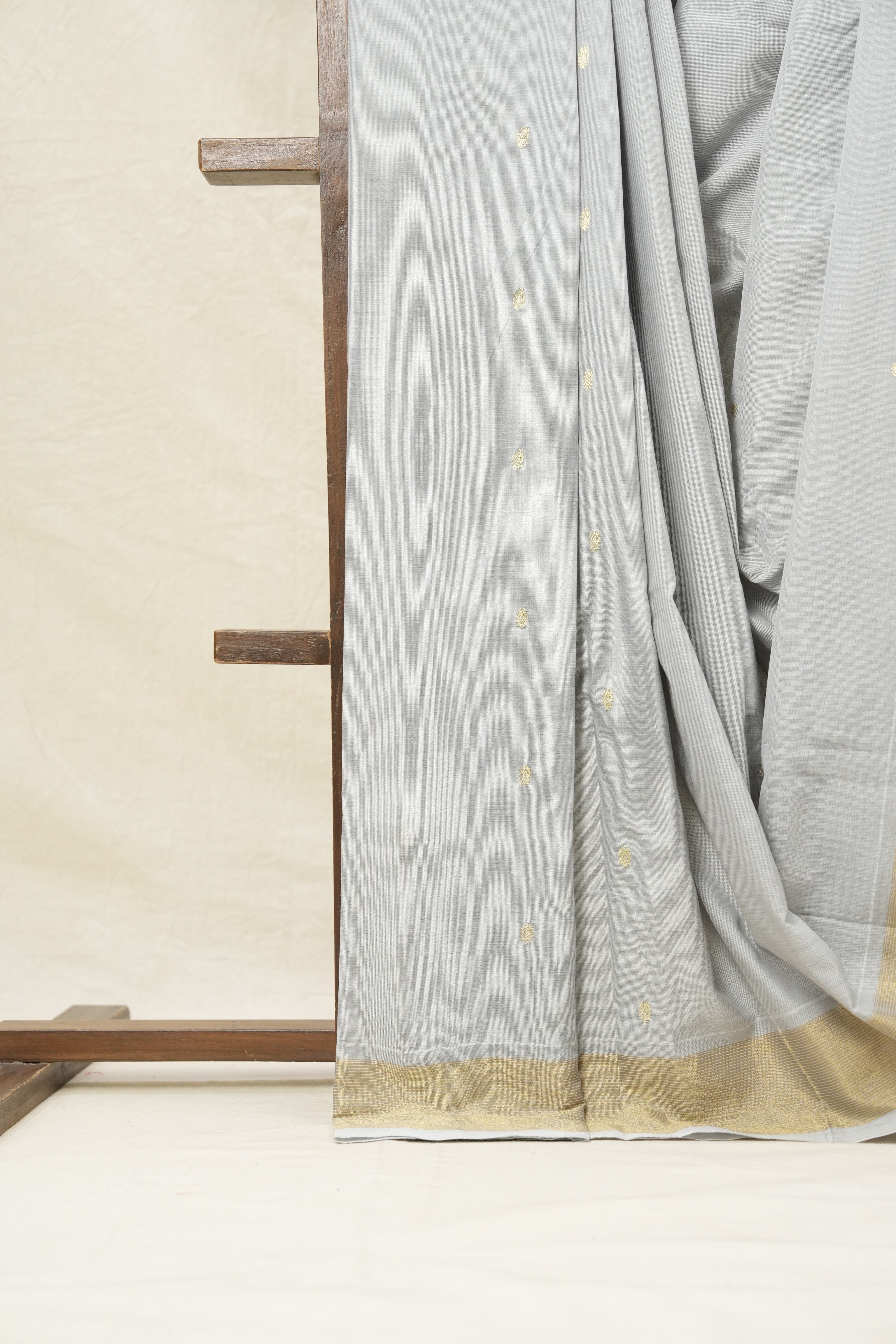 Grey Cotton Paithani Saree - SRGCPS603