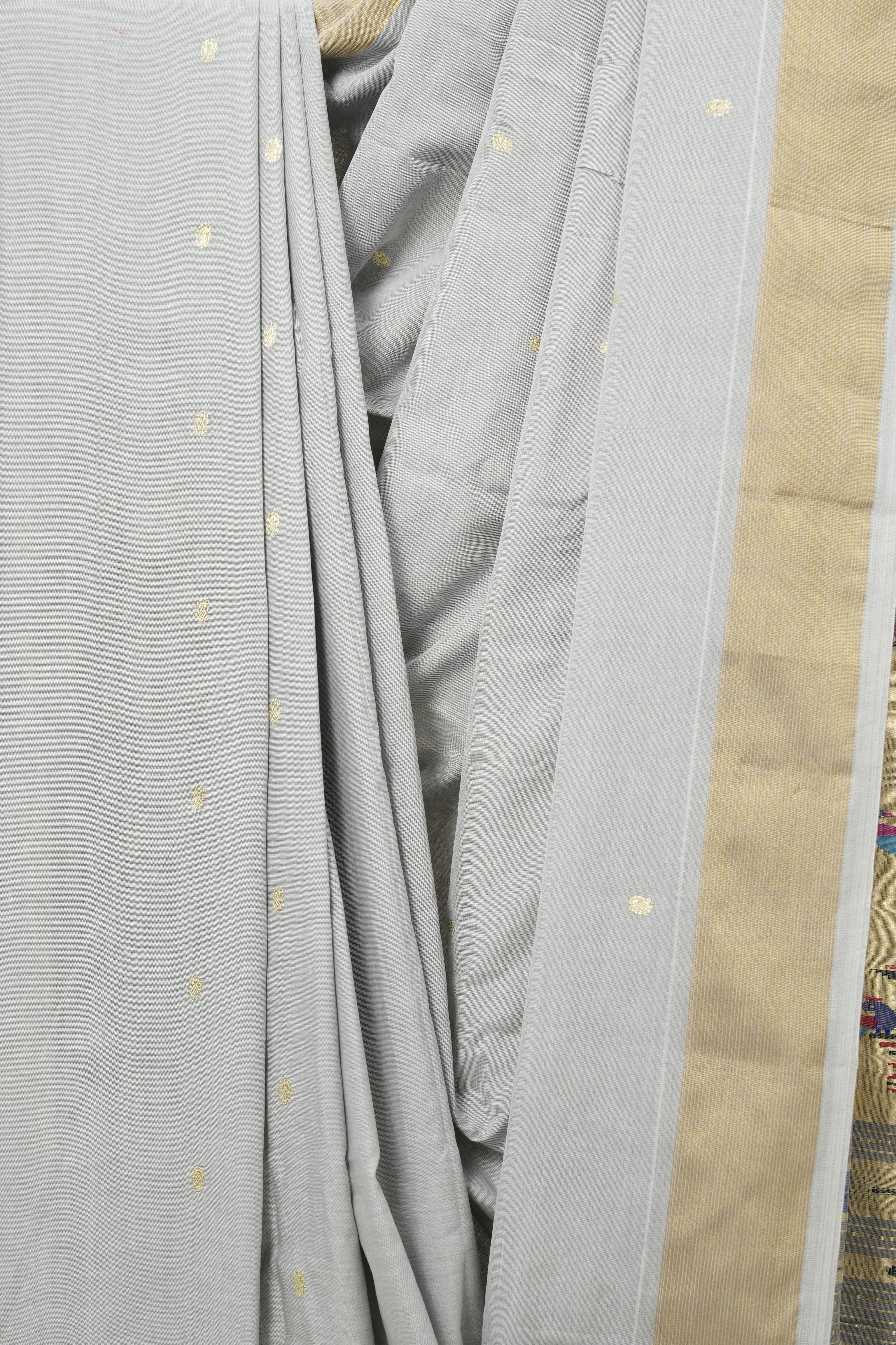 Grey Cotton Paithani Saree - SRGCPS603