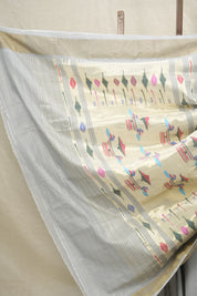 Grey Cotton Paithani Saree - SRGCPS603