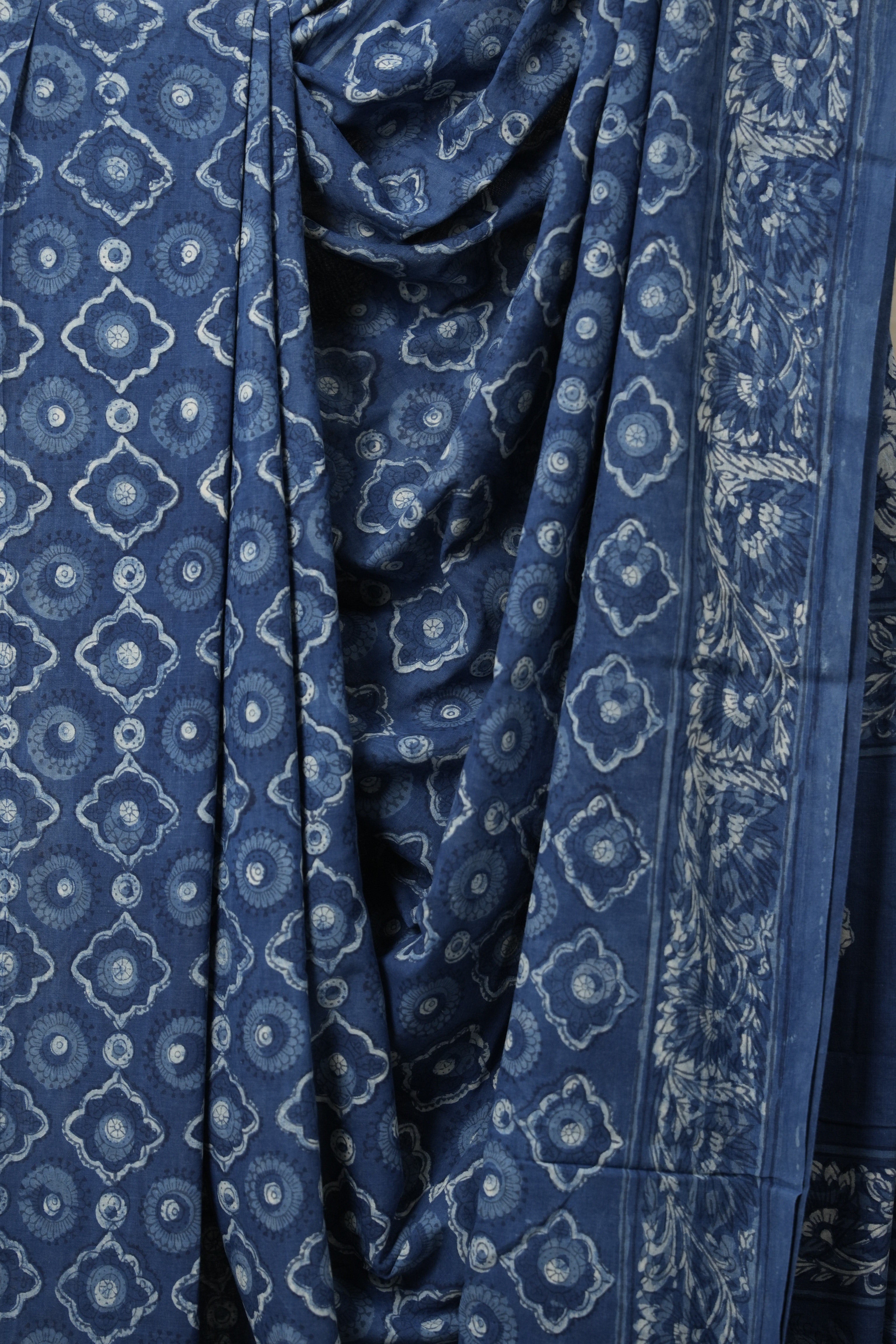 Indigo Blue HBP Cotton Saree - SRIBCS3168