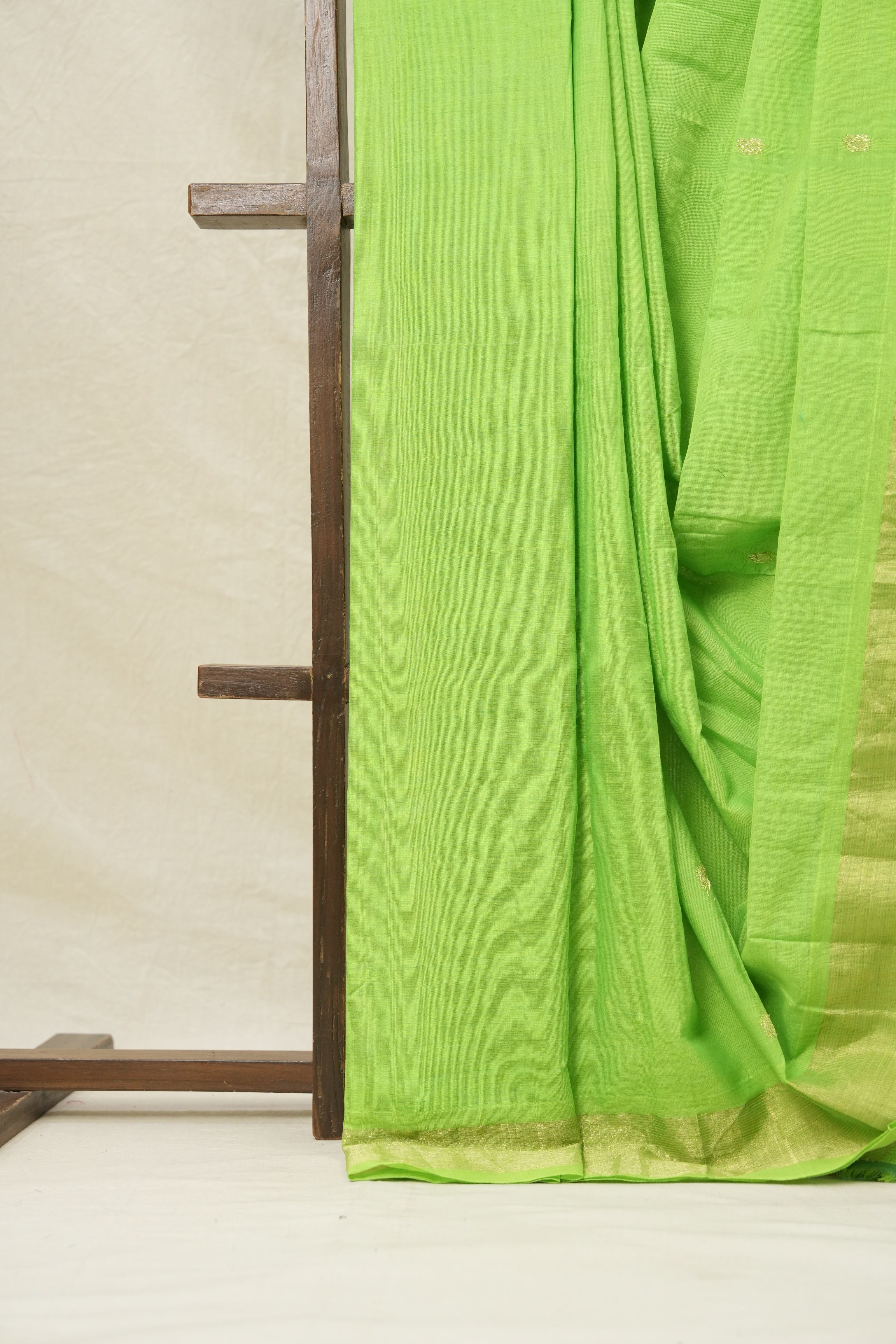 Parrot Green Cotton Paithani Saree - SRPGCPS602