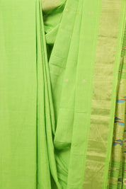 Parrot Green Cotton Paithani Saree - SRPGCPS602
