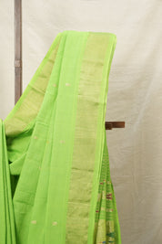Parrot Green Cotton Paithani Saree - SRPGCPS602