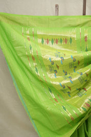 Parrot Green Cotton Paithani Saree - SRPGCPS602