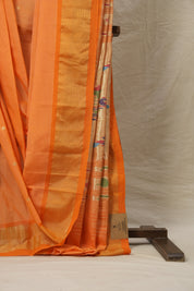 Orange Cotton Paithani Saree - SROCPS607