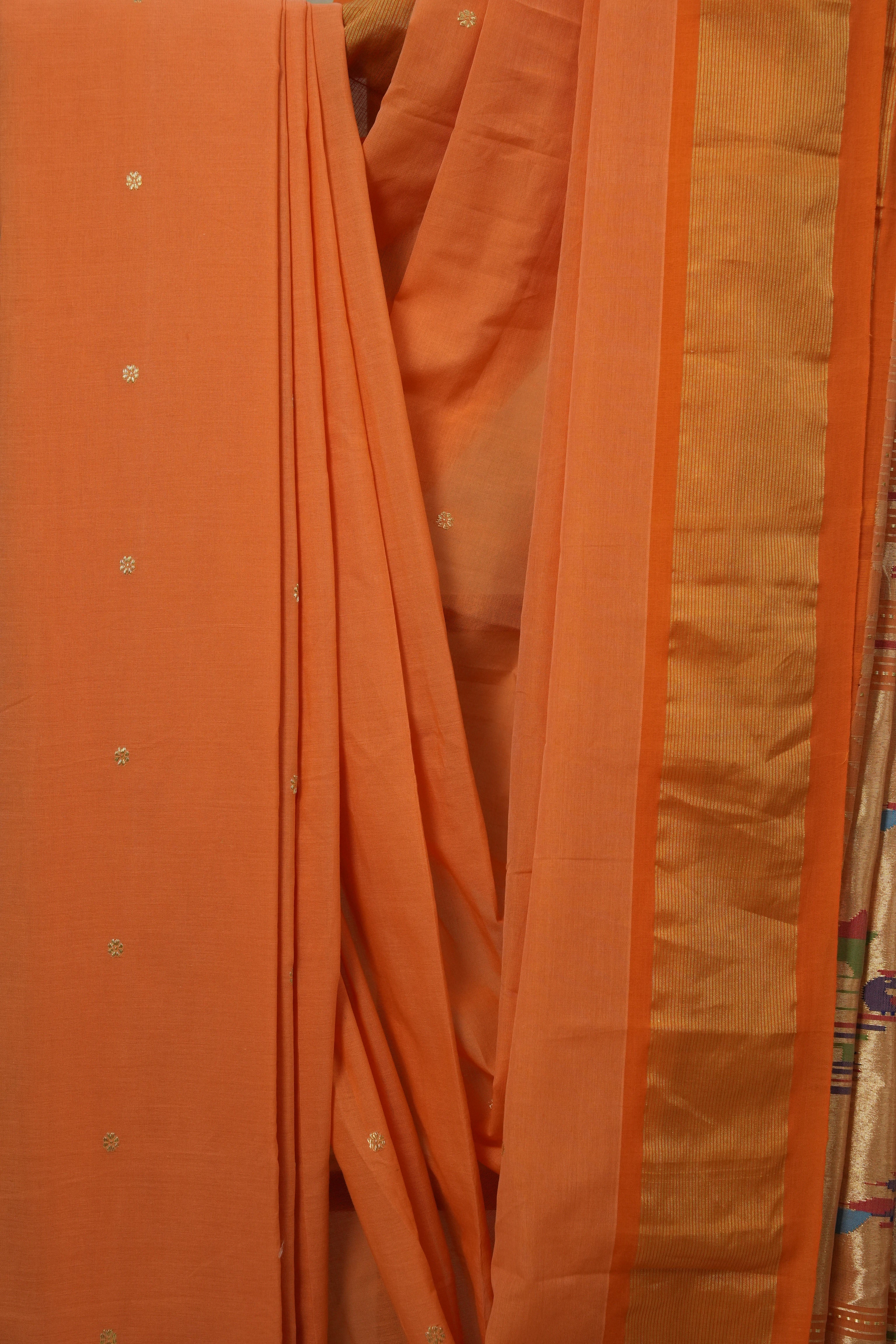 Orange Cotton Paithani Saree - SROCPS607