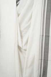 White Cotton Ilkal Saree With Chikki Border - SRWCIS854