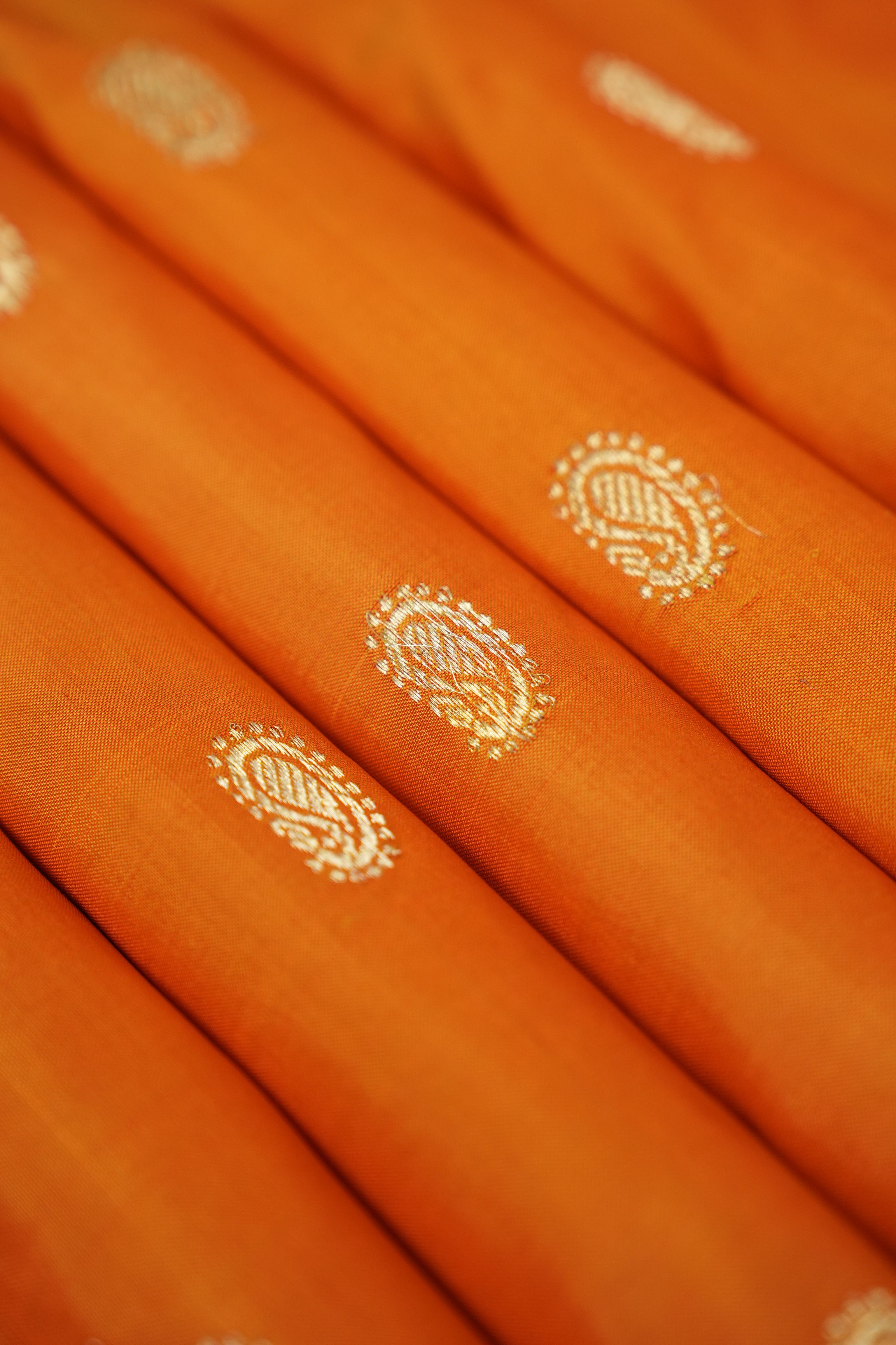 Orange Silk Paithani Saree - Saavari - SSOSPS45