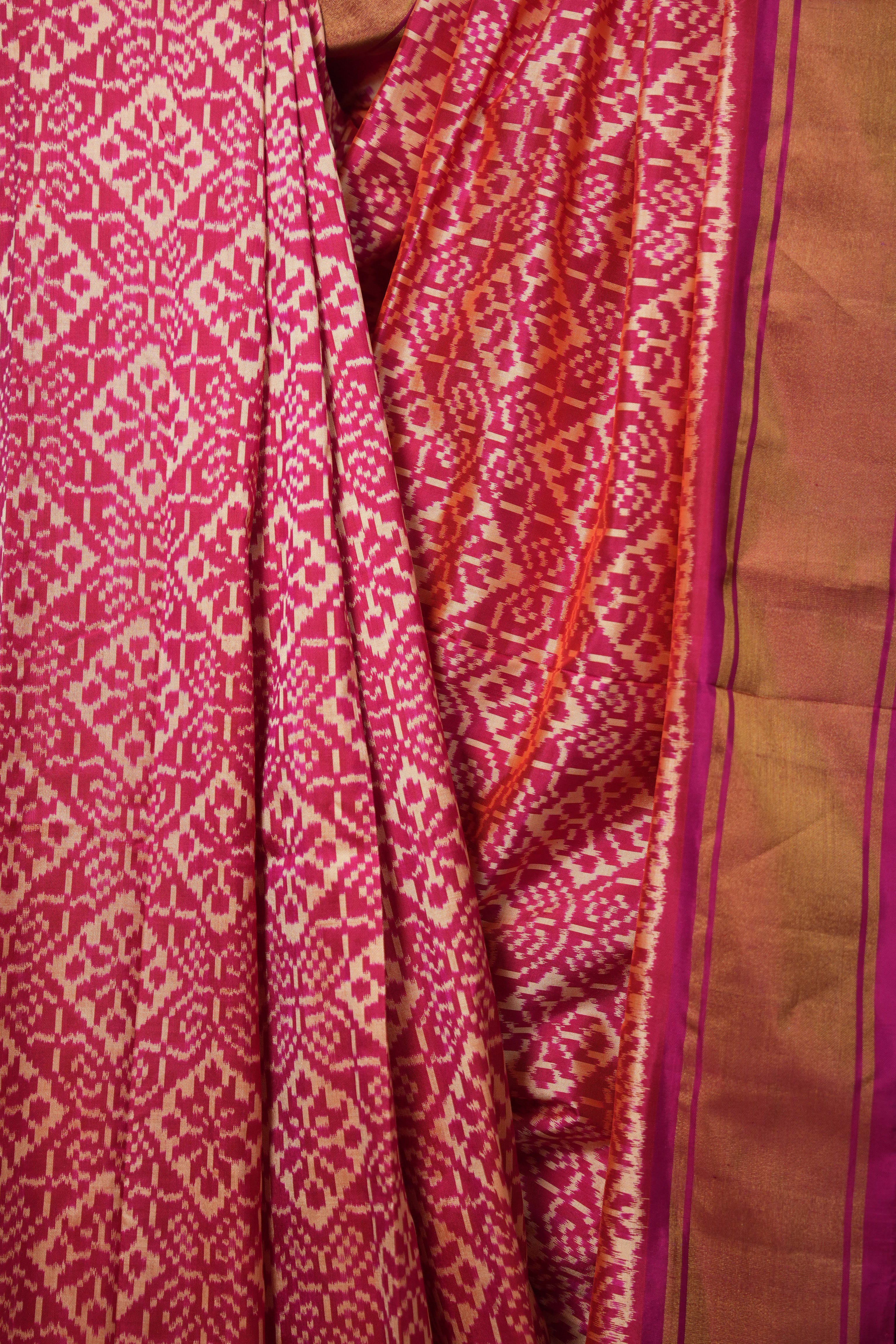Pink Pochampalli Silk Ikat Saree - SRPPSIS248