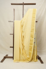 Light Yellow Cotton Paithani Saree - SRLYCPS595
