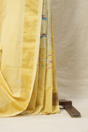 Light Yellow Cotton Paithani Saree - SRLYCPS595