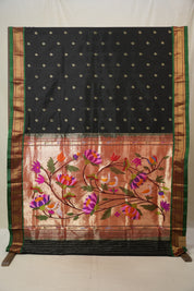 Black Silk Paithani Saree - Saavari - SSBSPS41