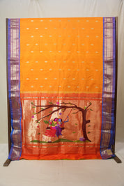 Orange Silk Paithani Saree - Saavari - SSOSPS45