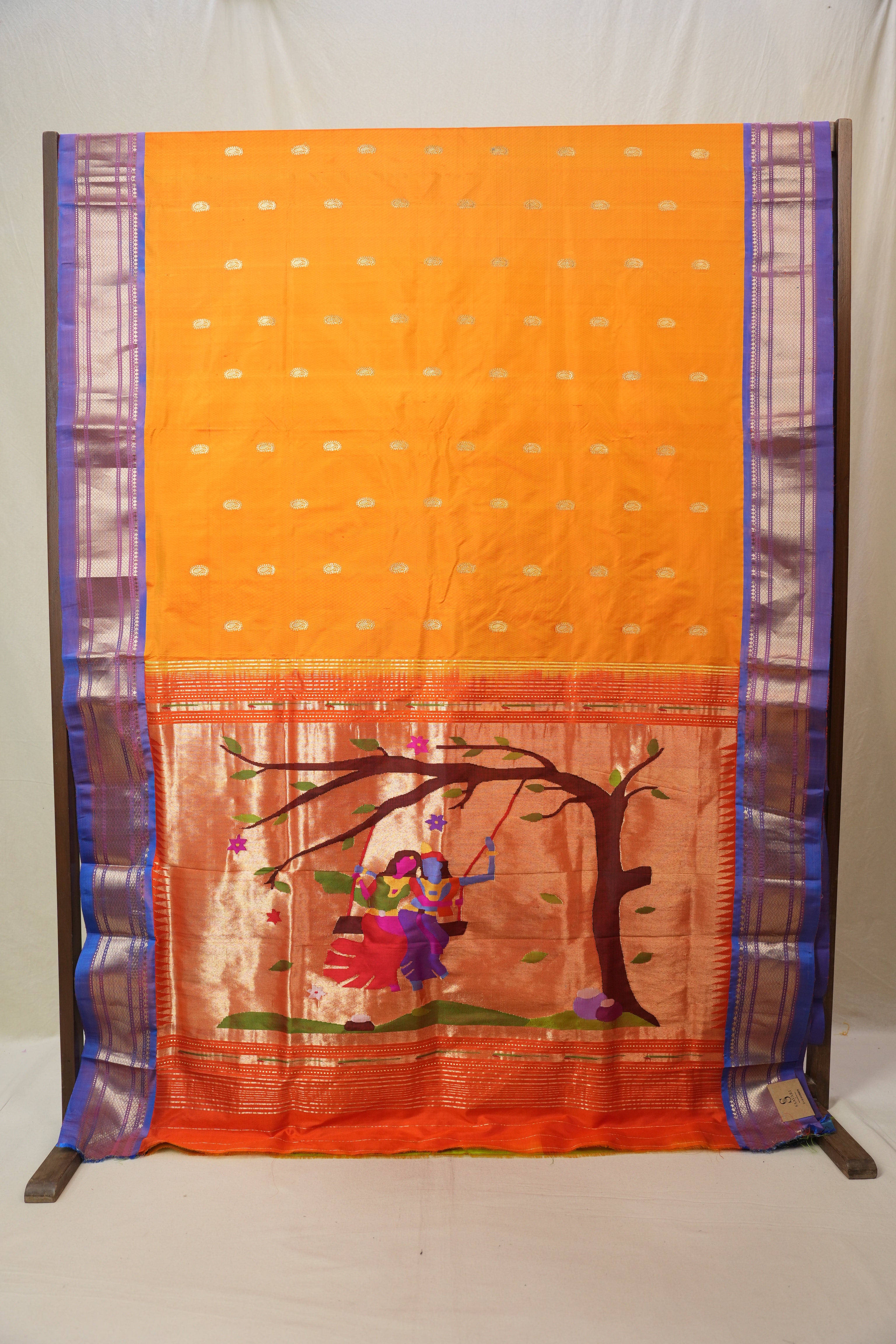Orange Silk Paithani Saree - Saavari - SSOSPS45