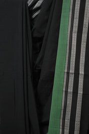 Black Cotton Ilkal Saree With Gayatri Border - SRBCIS857
