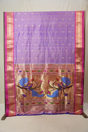 Lavender Silk Paithani Saree - Saavari - SSLSPS47