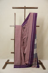 Reddish Pink Big Checks Cotton Patteda Anchu Saree - SRRPPAS306
