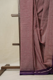 Reddish Pink Big Checks Cotton Patteda Anchu Saree - SRRPPAS306