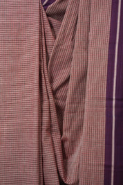 Reddish Pink Big Checks Cotton Patteda Anchu Saree - SRRPPAS306