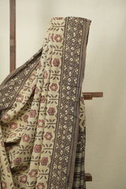 Cream HBP Modal Silk Saree - SRCSMS694