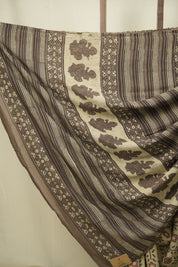 Cream HBP Modal Silk Saree - SRCSMS694